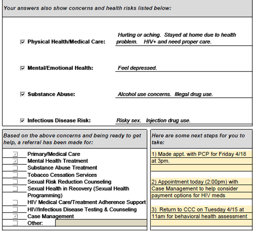 Client Summary Sheet